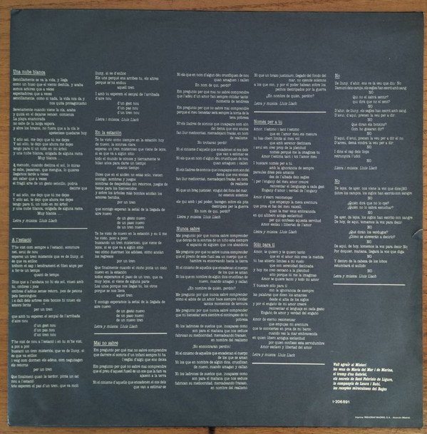 Ballad, Catalan Music, Lluís Llach*, LP | Historia Nuestra