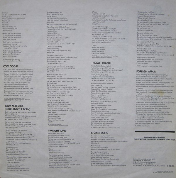 Contemporary Jazz, LP, Swing, The Manhattan Transfer, Vocal | Historia Nuestra