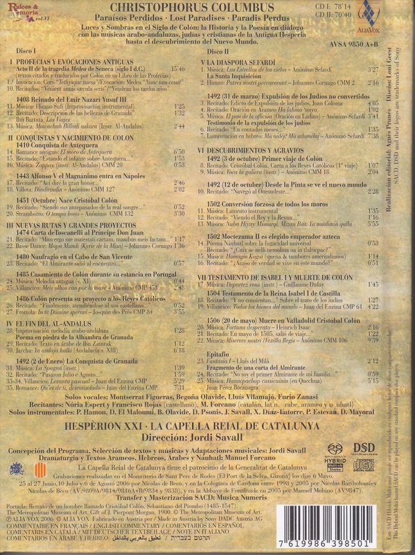CD, Hespèrion XXI, Jordi Savall, La Capella Reial De Catalunya, Medieval, Montserrat Figueras | Historia Nuestra