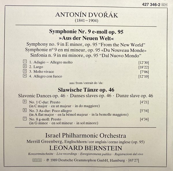 CD, Dvořák*, Israel Philharmonic Orchestra, Leonard Bernstein, Romantic | Historia Nuestra