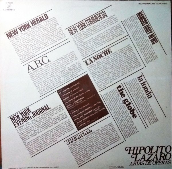 Hipólito Lázaro, LP, Opera | Historia Nuestra
