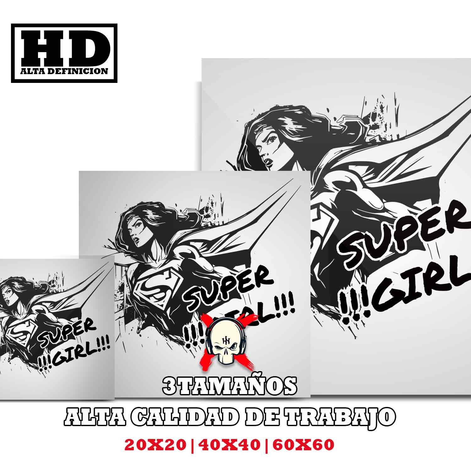Super girl Super heroes, Adhesivo exclusivo de Super girl, Historia Nuestra