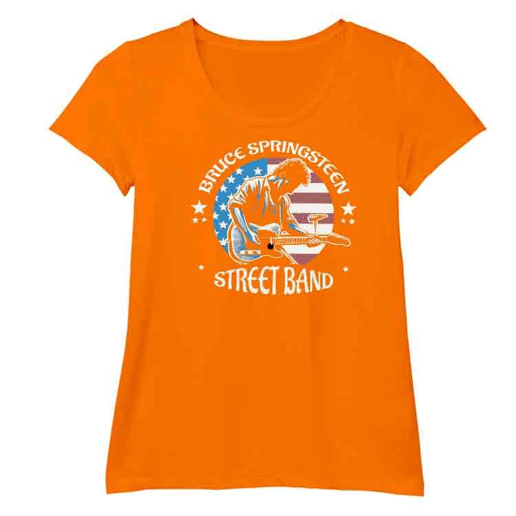 Bruce Springsteen Camiseta O-Neck - Naranja, S | | Historia Nuestra | Historia Nuestra