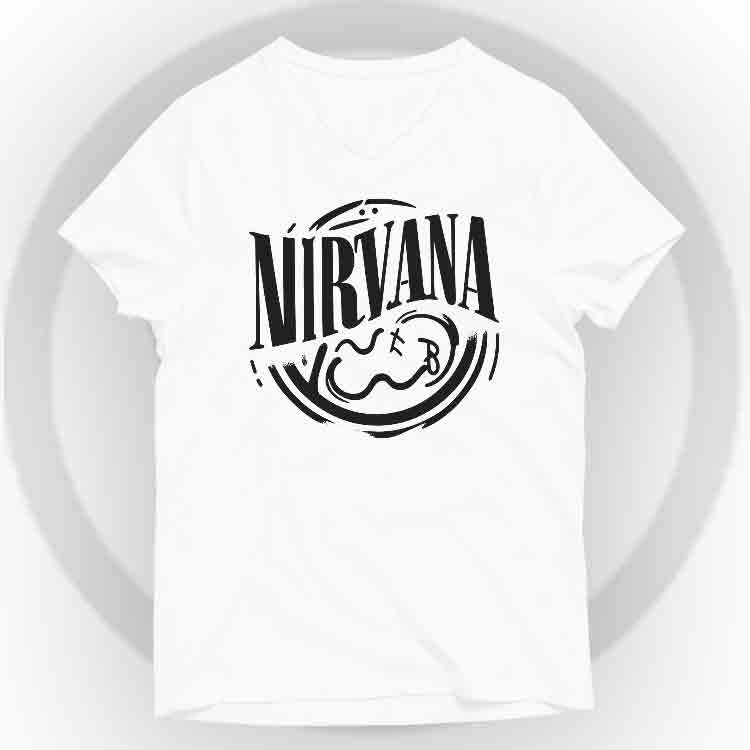 Nirvana Camiseta V-Neck - Blanco, S | | Historia Nuestra | Historia Nuestra