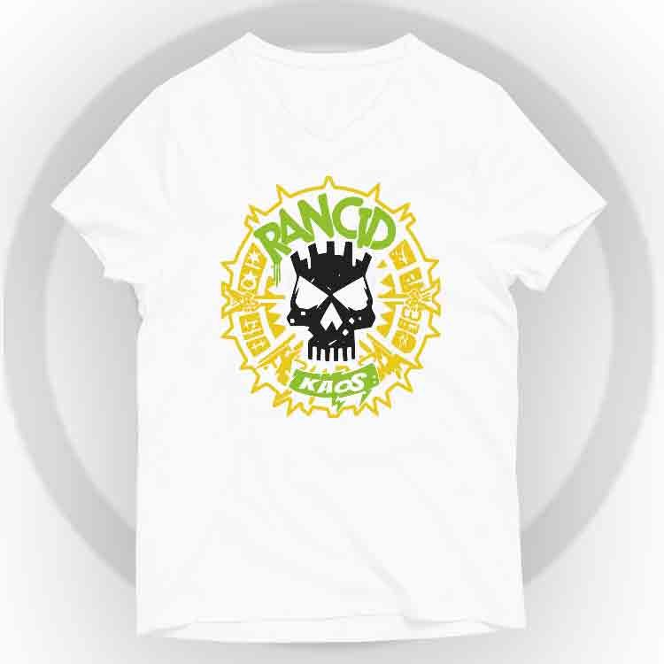 Rancid Camiseta V-Neck - Blanco, S | | Historia Nuestra | Historia Nuestra