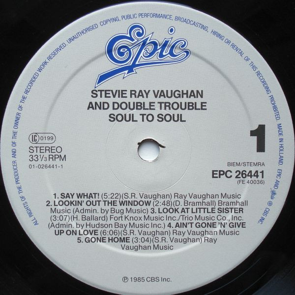 Stevie Ray Vaughan & Double Trouble, Soul To Soul - LP