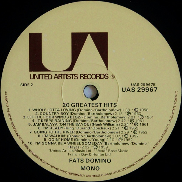 Fats Domino, 20 Greatest Hits - LP