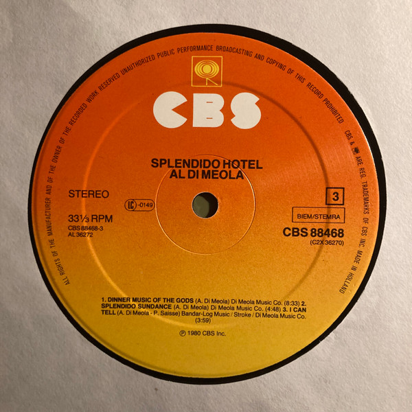 Al Di Meola, Splendido Hotel - LP