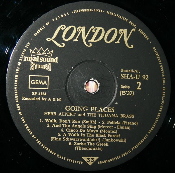 Herb Alpert & The Tijuana Brass, !!Going Places!! - LP