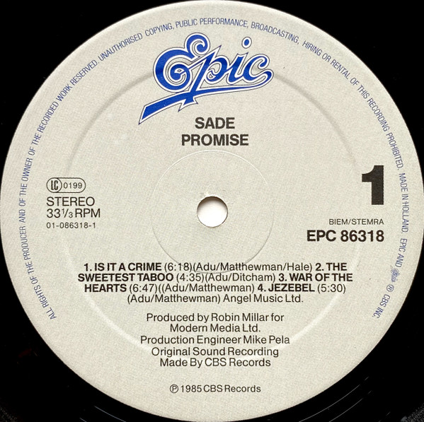Sade, Promise - LP Album Stereo
