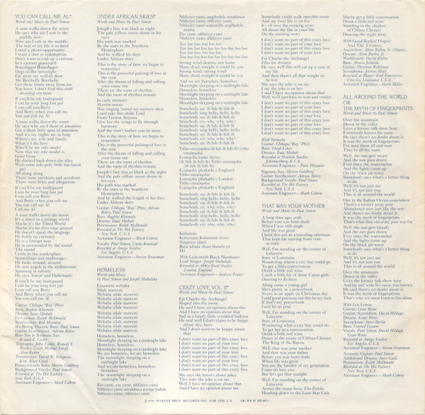 Paul Simon, Graceland - LP