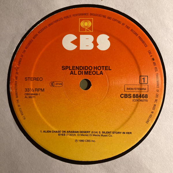 Al Di Meola, Splendido Hotel - LP