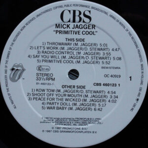 Mick Jagger, Primitive Cool - LP: imagen 3