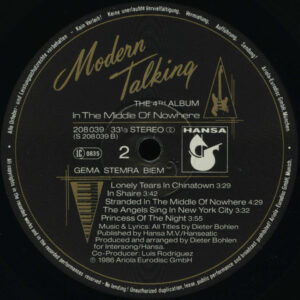 Modern Talking, In The Middle Of Nowhere - The 4th Album - LP: imagen 4