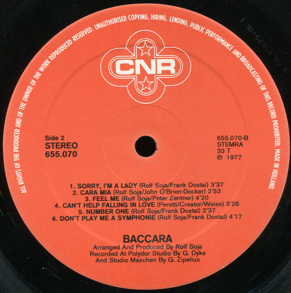 Baccara, Baccara - LP Album Stereo