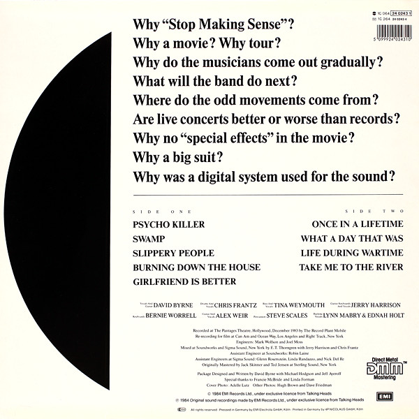 Talking Heads, Stop Making Sense - LP