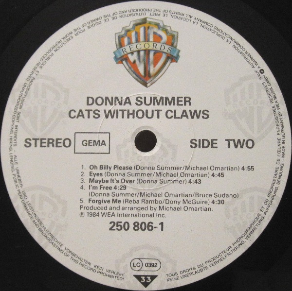 Donna Summer, Cats Without Claws - LP