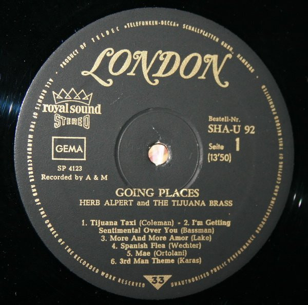 Herb Alpert & The Tijuana Brass, !!Going Places!! - LP
