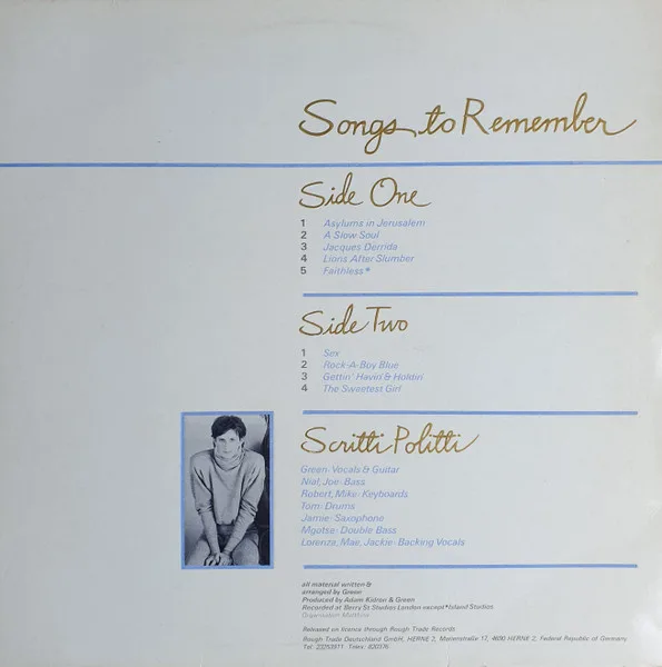 Scritti Politti, Songs To Remember - LP