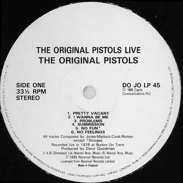 Sex Pistols, The Original Pistols Live - LP