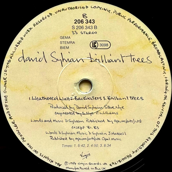 David Sylvian, Brilliant Trees - LP