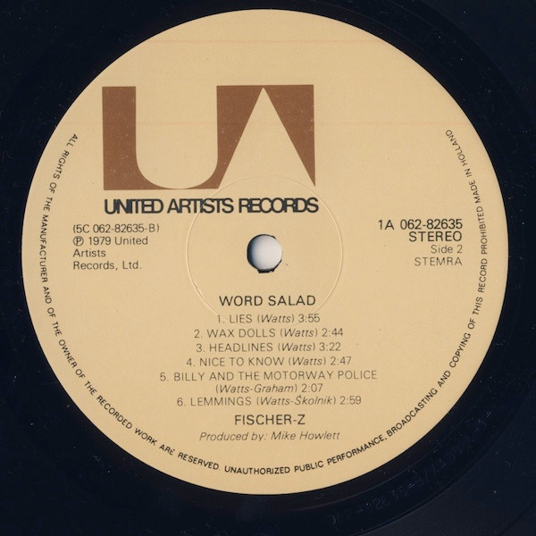 Fischer-Z, Word Salad - LP