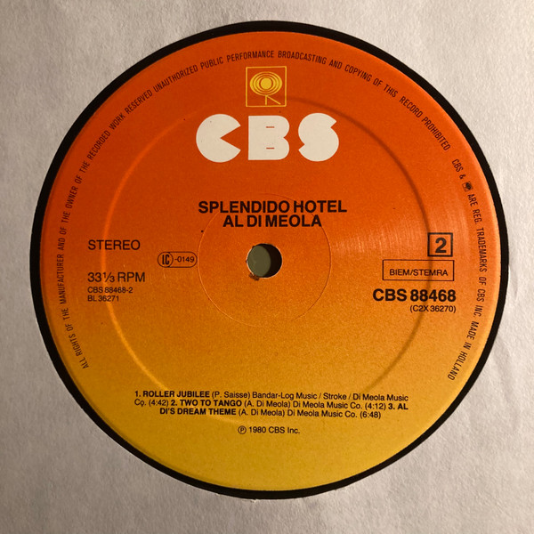 Al Di Meola, Splendido Hotel - LP