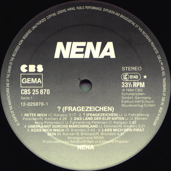 Nena, ? (Fragezeichen) - LP