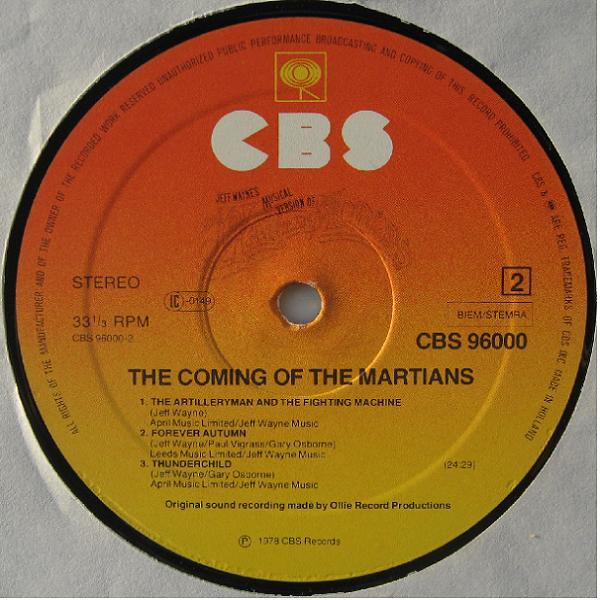 Jeff Wayne, Jeff Wayne's Musical Version Of The War Of The Worlds - LP