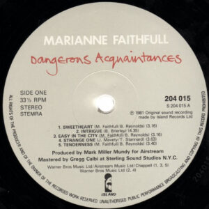 Marianne Faithfull, Dangerous Acquaintances - LP: imagen 3