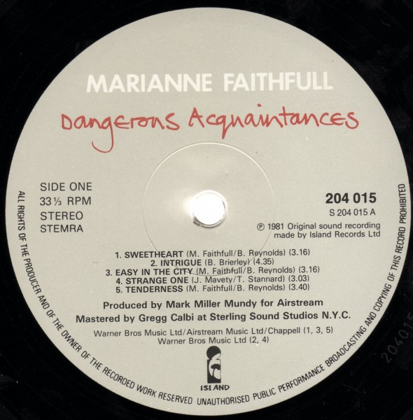 Marianne Faithfull, Dangerous Acquaintances - LP