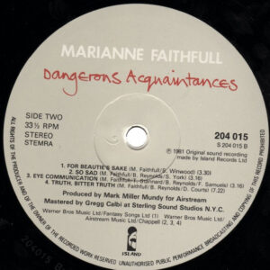 Marianne Faithfull, Dangerous Acquaintances - LP: imagen 4