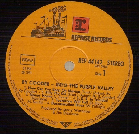 Ry Cooder, Into The Purple Valley - LP