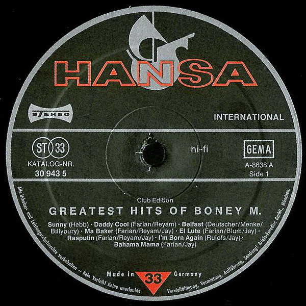 Boney M., Greatest Hits Of Boney M. - LP