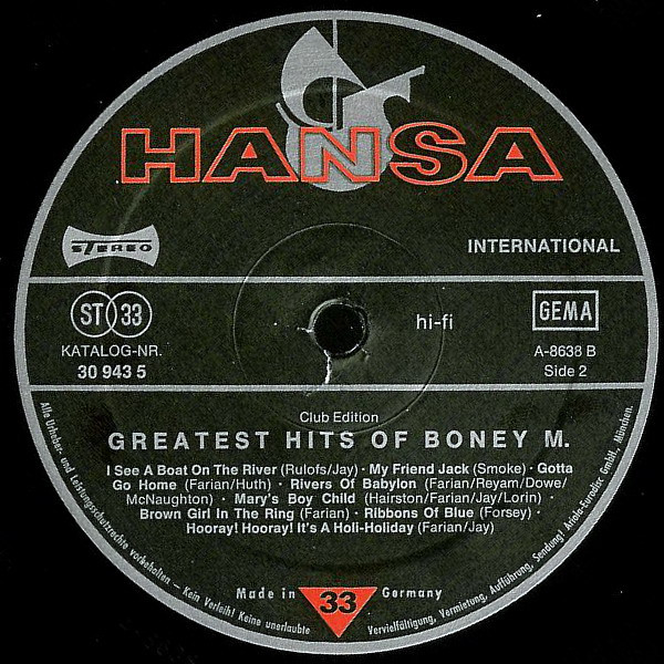 Boney M., Greatest Hits Of Boney M. - LP
