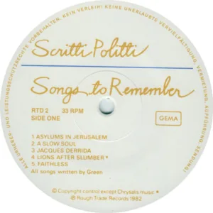 Scritti Politti, Songs To Remember - LP: imagen 3