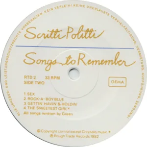 Scritti Politti, Songs To Remember - LP: imagen 4