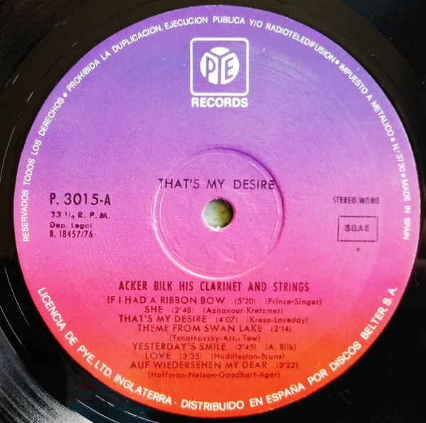 Acker Bilk, That's My Desire - LP