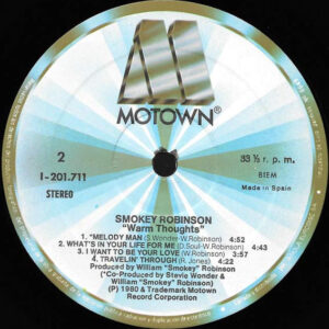 Smokey Robinson, Warm Thoughts - LP: imagen 3