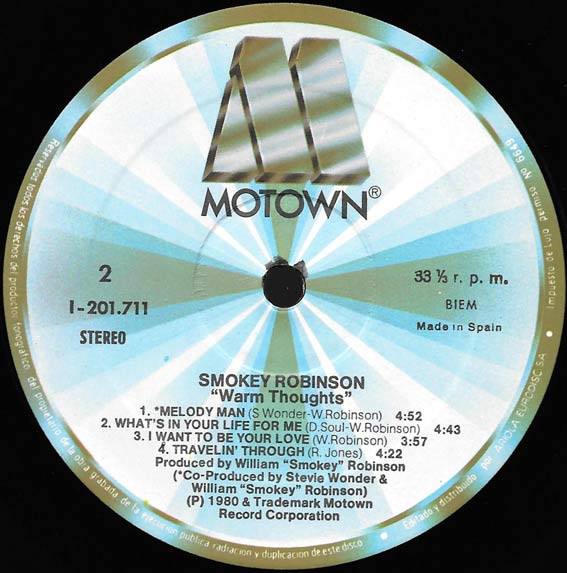 Smokey Robinson, Warm Thoughts - LP