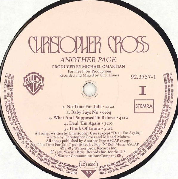 Christopher Cross, Another Page - LP