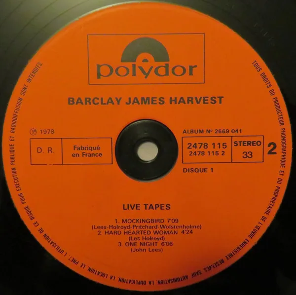 Barclay James Harvest, Live Tapes - LP