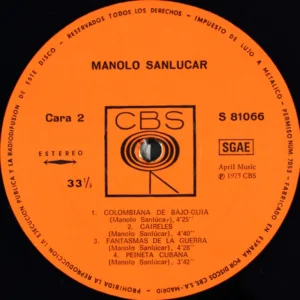Manolo Sanlucar, Sanlucar - LP: imagen 4