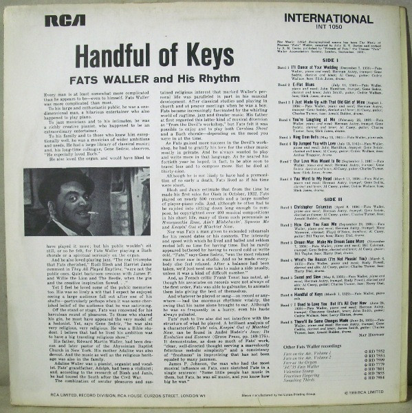 Fats Waller & His Rhythm, Handful Of Keys - LP