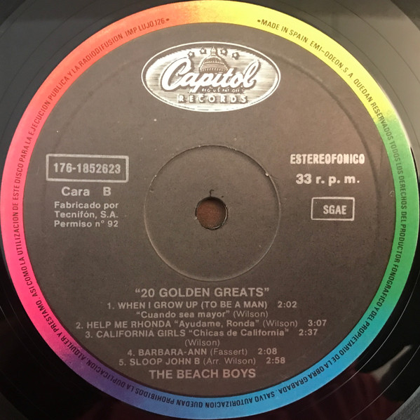 The Beach Boys, 20 Golden Greats - LP