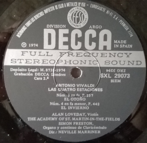 Antonio Vivaldi, Les Quatre Estacions - LP