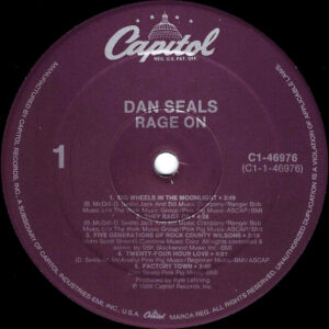 Dan Seals, Rage On - LP: imagen 3