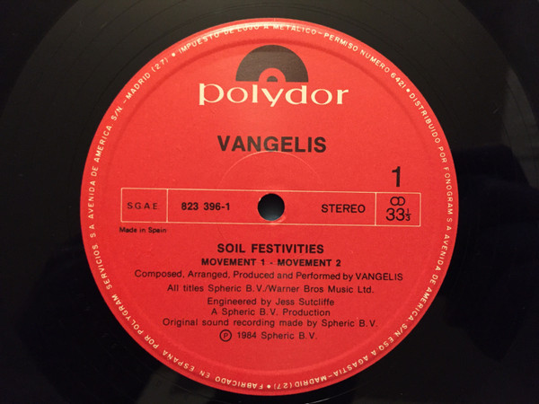 Vangelis, Soil Festivities - LP