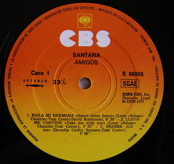 Santana, Amigos - LP Album Stereo