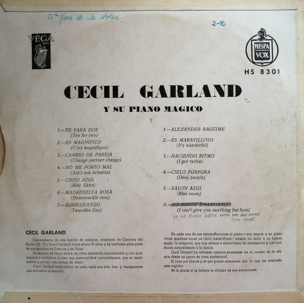 Cecil Garland, Cecil Garland Y Su Piano Magico - EPs especiales